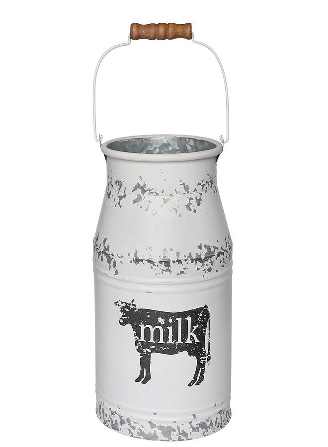 Soyizom Farmhouse French Country Vintage Style Vase White Shabby Chic Metal Rustic Flower Vases Milk Can Jug Pitcher with Handles for Wedding Garden Home Office Cafe Decor -11 inches - Image 3
